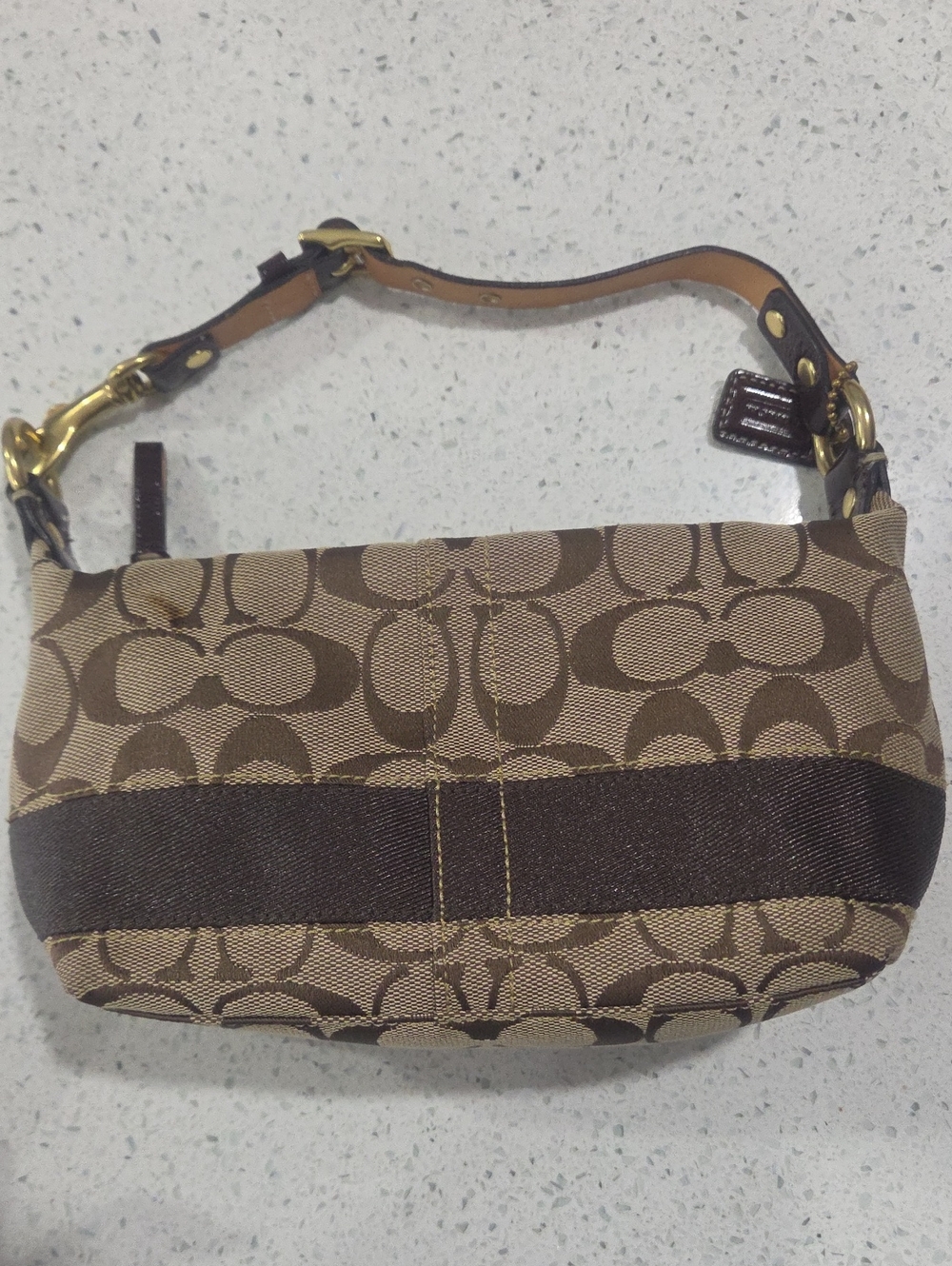 Vintage Coach Brown Signature Jacquard Bag with Dark Brown Trim